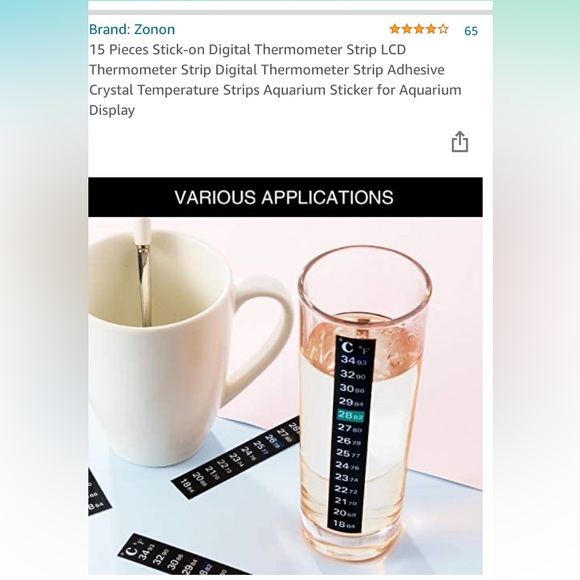 Zonon 15 Pieces stick-on Digital LCD Thermometer Adhesive Strip for Fish Tank - Picture 6 of 9